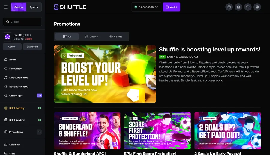 Promotions page listing current races and drops